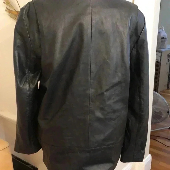 Samsoe & Samsoe leather jacket.  Zippered front with two side zippered pockets. - Picture 7 of 15